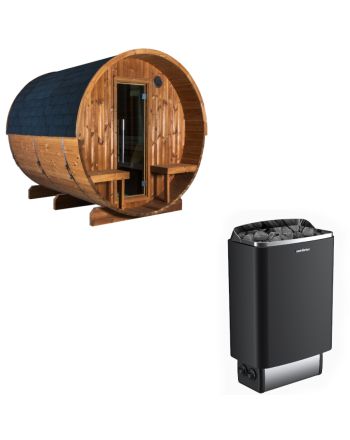 Sentiotec Sauna Set Kaski 240 View mit Saunaofen 100 inkl. Steuerung | klimaworld.com