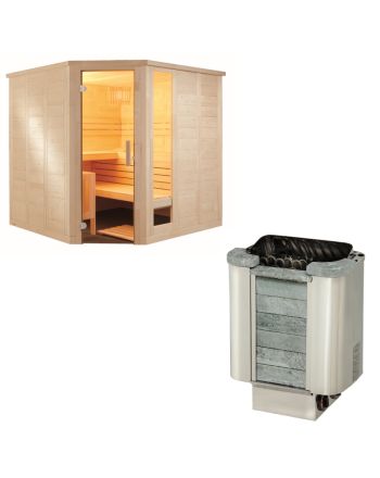 Sentiotec Sauna Set Komfort Corner Large mit Saunaofen Cumulus inkl. Steuerung | klimaworld.com