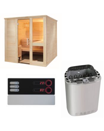 Sentiotec Sauna Set Komfort Large mit Saunaofen Scandia Next Combi und Steuerung Pro B3 | klimaworld.com