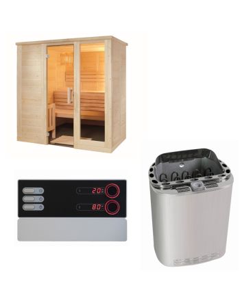 Sentiotec Sauna Set Komfort Small mit Saunaofen Scandia Next Combi und Steuerung Pro B3 | klimaworld.com