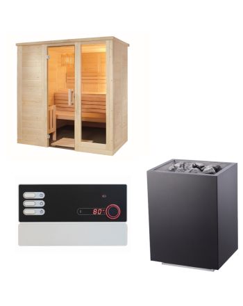 Sentiotec Sauna Set Komfort Small mit Saunaofen Home FIN und Steuerung Pro B2 | klimaworld.com