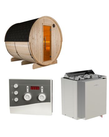 Sentiotec Sauna Set Kuusi 220 mit Saunaofen Viking Combi und Steuerung K3-Next | klimaworld.com