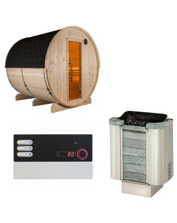 Sentiotec Sauna Set Kuusi 220 mit Saunaofen Cumulus und Steuerung Pro B2 | klimaworld.com