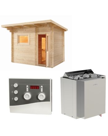 Sentiotec Sauna Set Gartensauna LAVA mit Saunaofen Viking Combi und Steuerung K3-Next | klimaworld.com