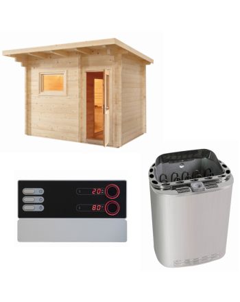 Sentiotec Sauna Set Gartensauna LAVA mit Saunaofen Scandia Next Combi und Steuerung Pro B3 | klimaworld.com