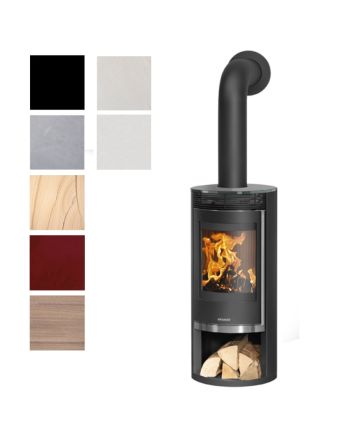 Oranier Kaminofen Rota 2.0 Stahl Schwarz, Abdeckplatte Farbwahl | klimaworld.com