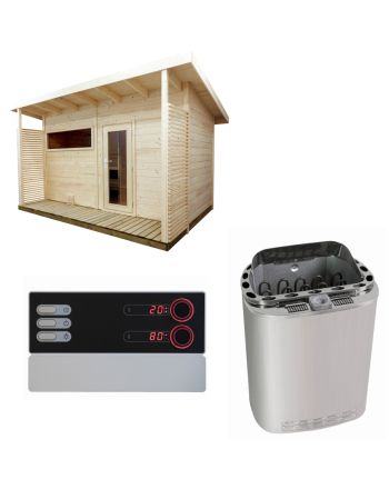 Sentiotec Sauna Set Gartensauna Scala Large mit Saunaofen Scandia Next Combi und Steuerung Pro B3 | klimaworld.com