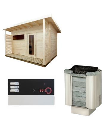 Sentiotec Sauna Set Gartensauna Scala Large mit Saunaofen Cumulus und Steuerung Pro B2 | klimaworld.com