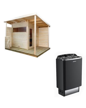 Sentiotec Sauna Set Gartensauna Scala Medium mit Saunaofen 100 inkl. Steuerung | klimaworld.com