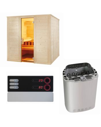 Sentiotec Sauna Set Wellfun Large mit Sauaofen Scandia Next Combi und Steuerung Pro B3 | klimaworld.com