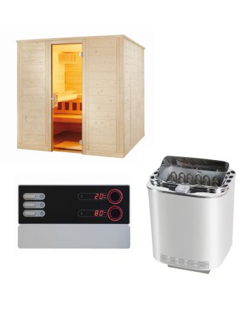 Sentiotec Sauna Set Wellfun Large mit Saunaofen Nordex Combi Next und Saunasteuerung Pro B3 | klimaworld.com