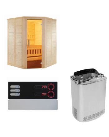 Sentiotec Sauna Set Wellfun Mini mit Saunaofen Mini Combi und Saunasteuerung Pro B3 | klimaworld.com